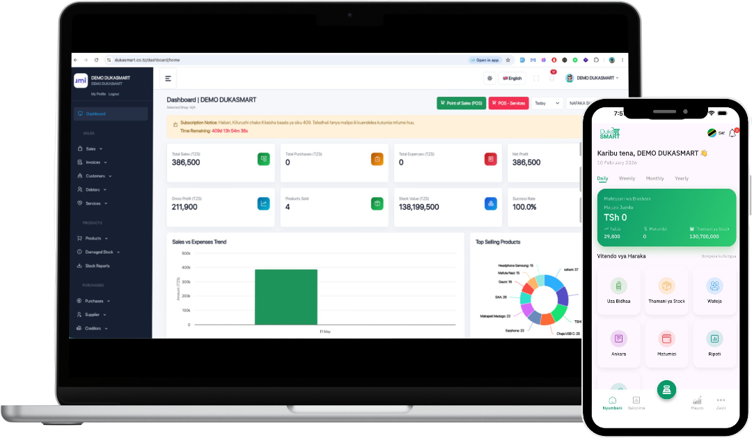 DukaSmart dashboard preview